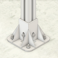 33-4545-1 MODULAR SOLUTIONS FOOT 45MM X 45MM (4) SIDED FOOT W/11MM FLOOR ANCHOR HOLES